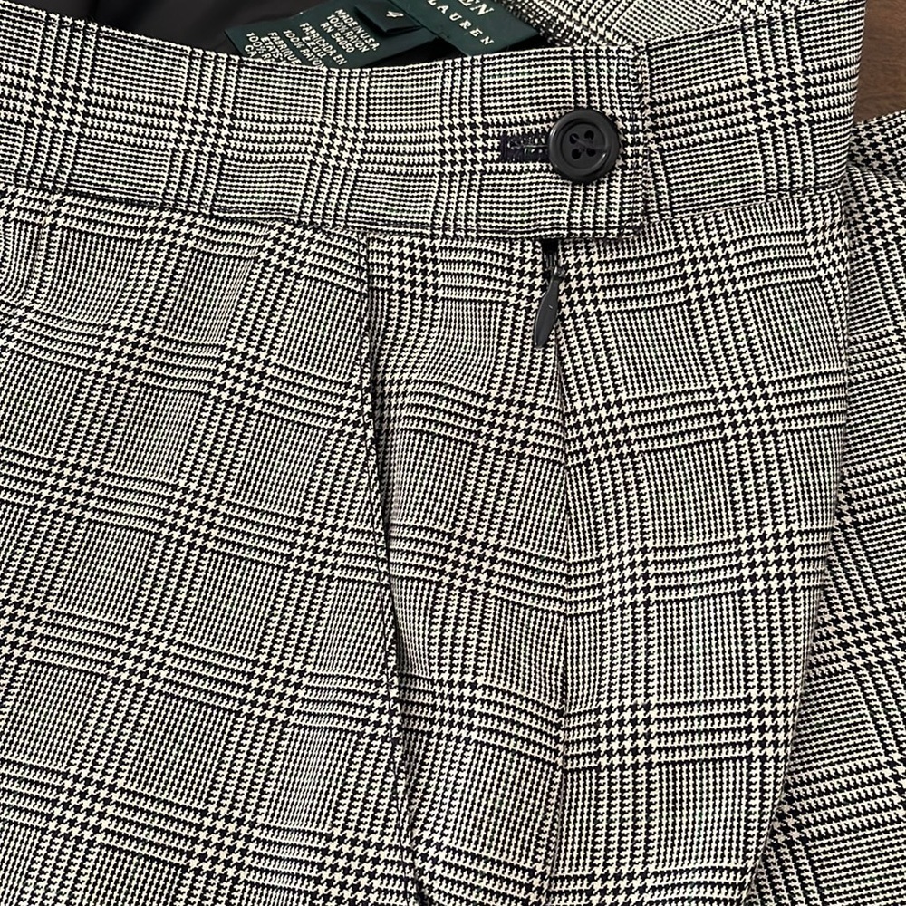 Lauren Ralph Lauren Glen Check High Waisted Cuffed Pants Sz. 8 Petite - Picture 7 of 14